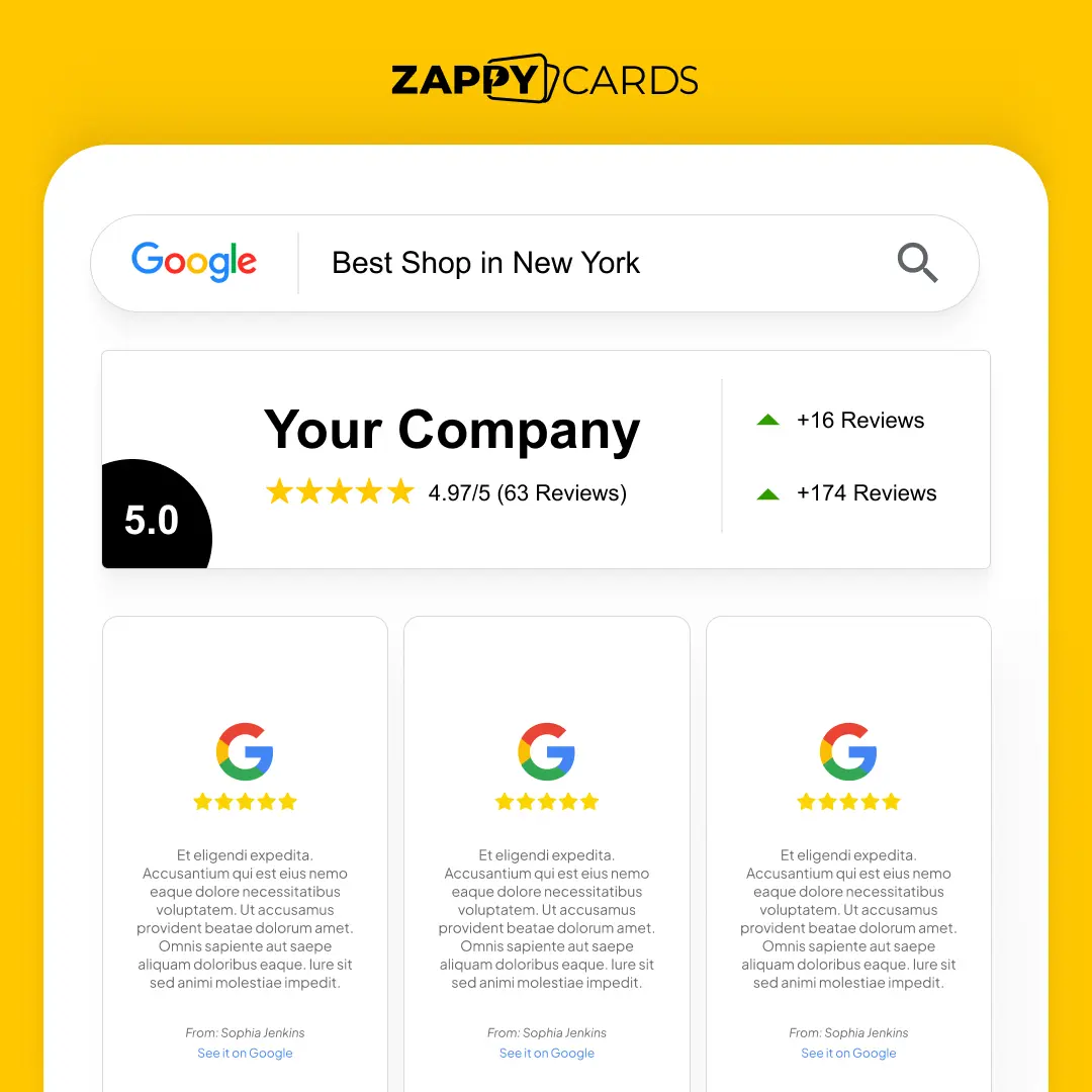 Mockup of a Google search result for 'Best Shop in New York.'