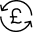 An icon of a British Pound symbol encircled by two arrows, suggesting currency exchange or recurring payment.