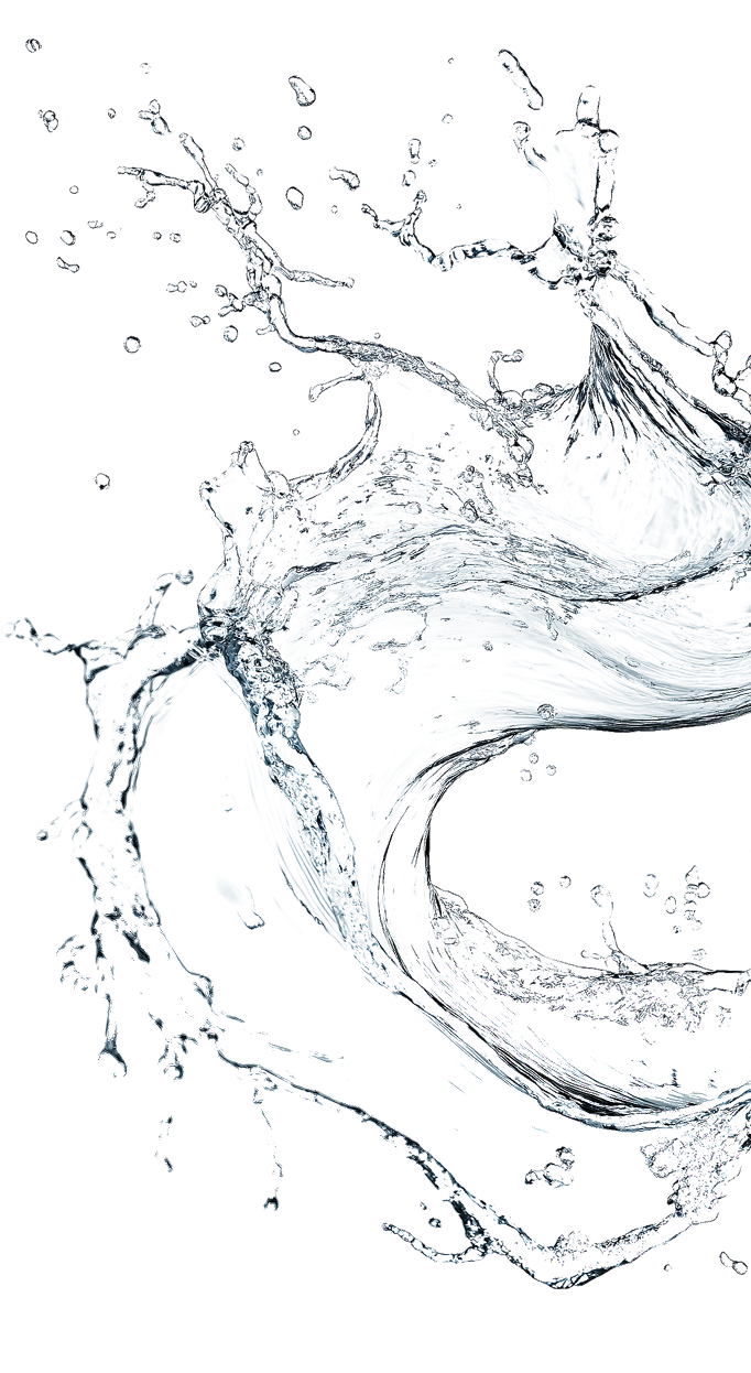 Dynamic splash of water against a black background.