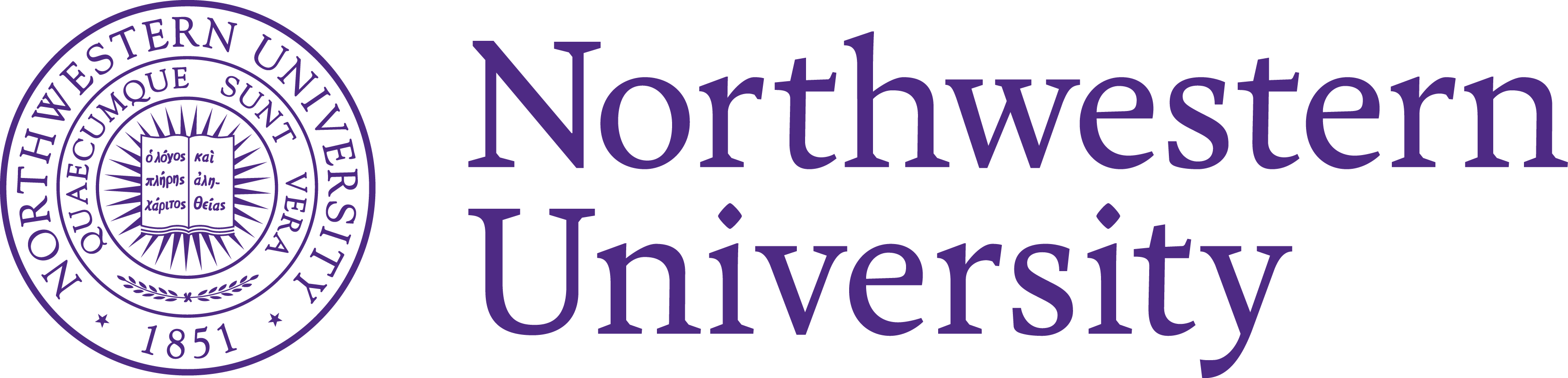 The purple logo for Northwestern University, featuring the university seal and wordmark.