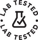 Icon of a beaker with a checkmark, surrounded by 'Lab Tested' text.