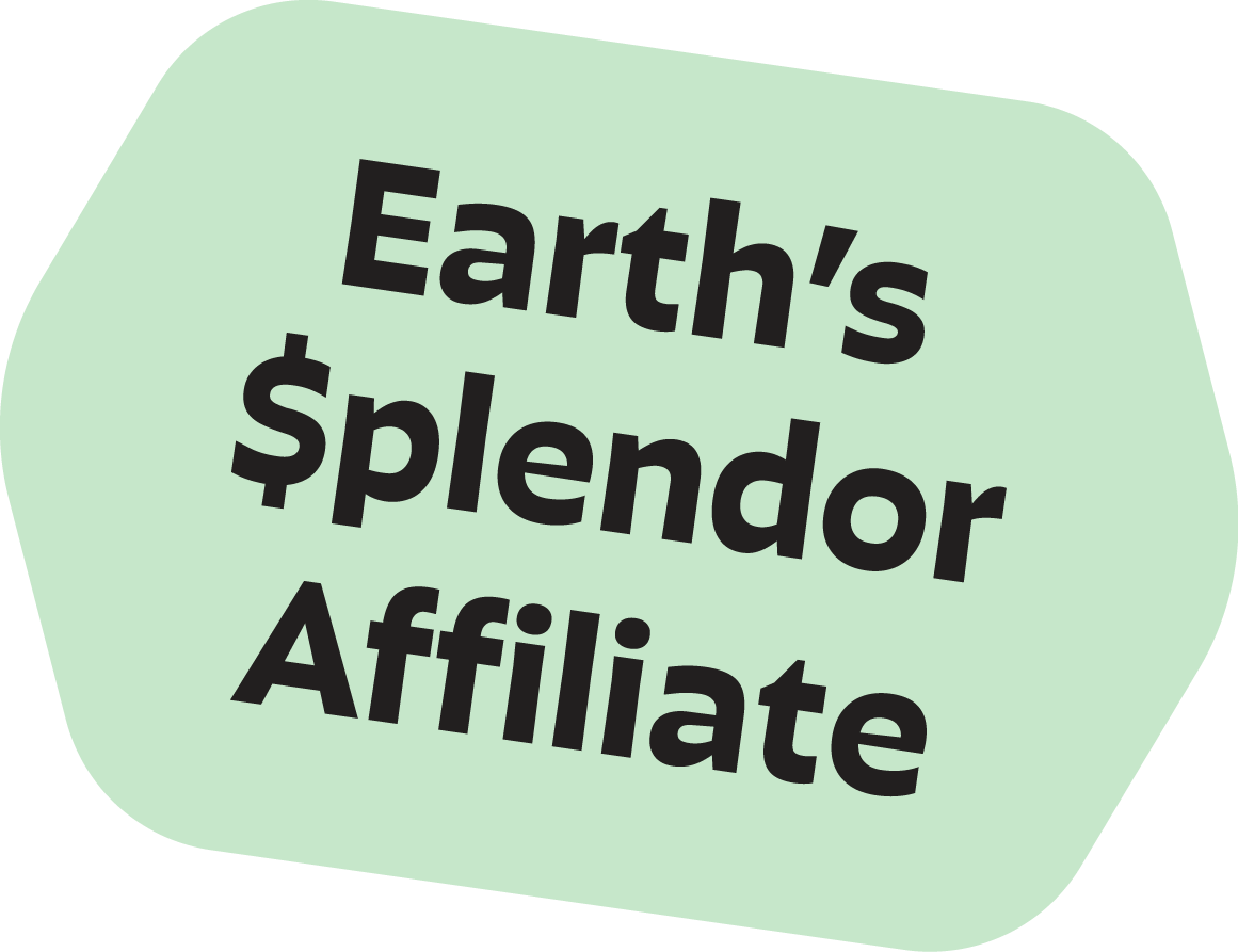 Text 'Earth's $plendor Affiliate' on a light green background.