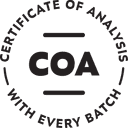 Circular logo with 'Certificate of Analysis' and 'COA' in the center.