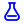 A pixelated icon of a blue flask on a black background.
