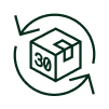 A dark green, pixelated icon of a cardboard box with two arrows circling it.