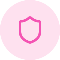 A pink shield icon inside a light pink circle.