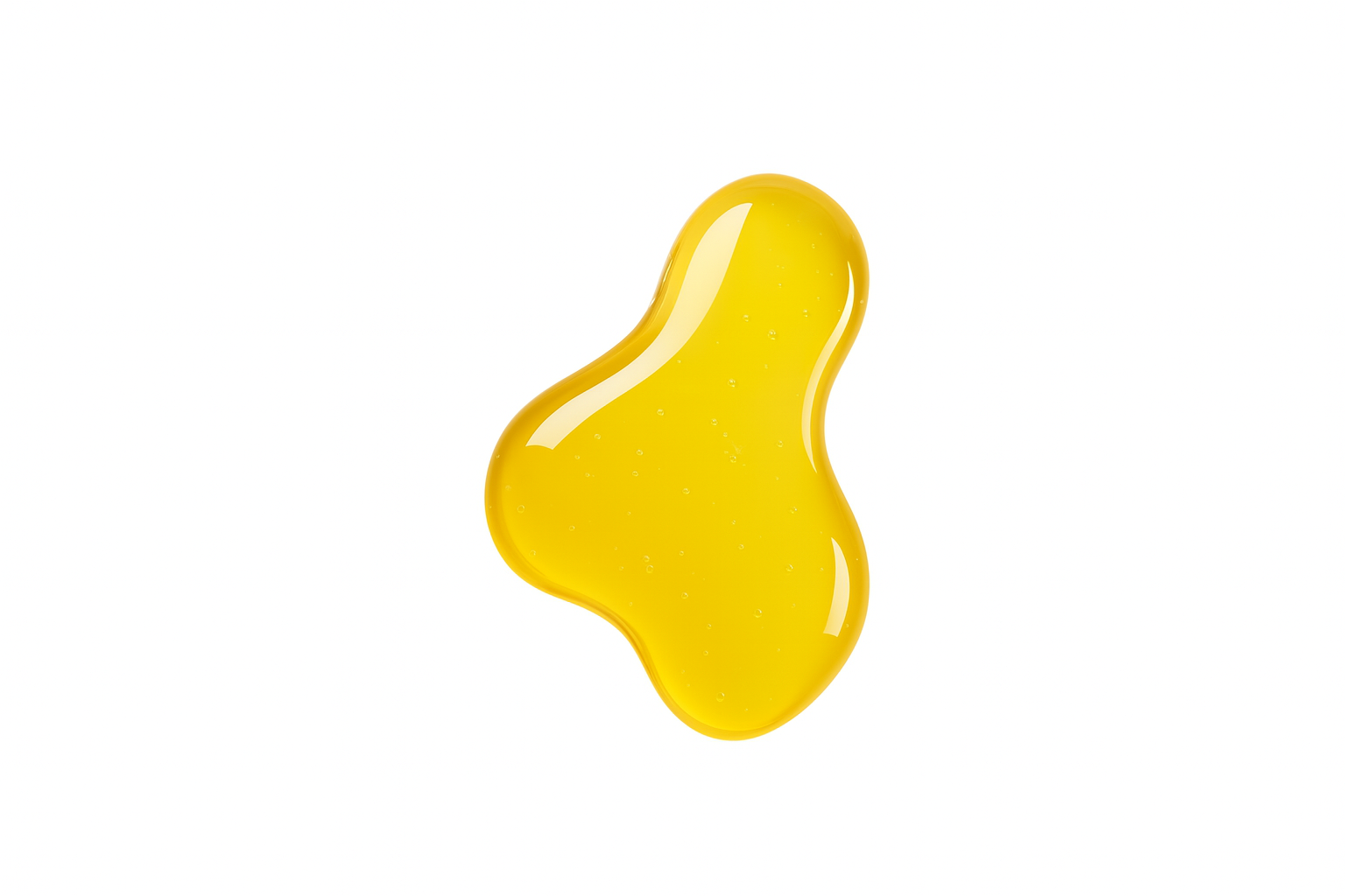 A yellow, shapeless liquid blob against a white background.