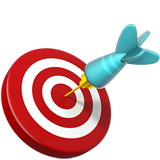 Blue dart hitting a red and white target bullseye.