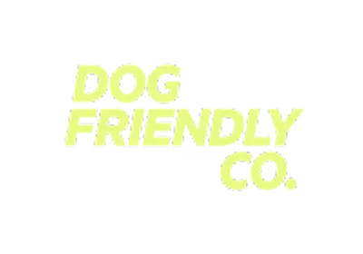 The logo for Dog Friendly Co. in a light green, bold, italicized, sans-serif font against a white background.