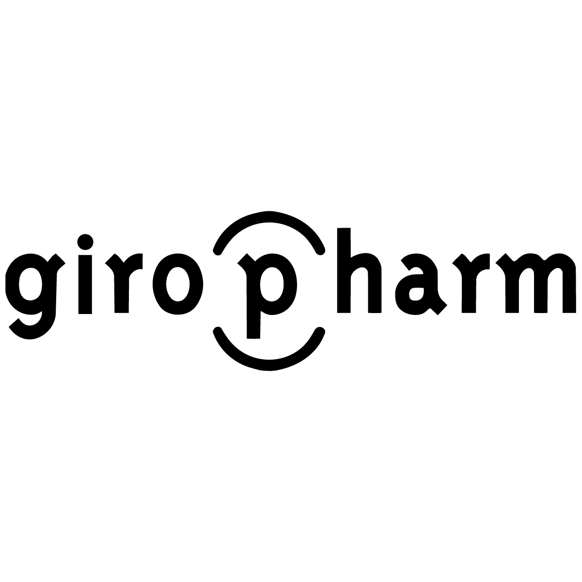 The logo for giropharm in a bold, black, lowercase font, with the letter 'p' circled.