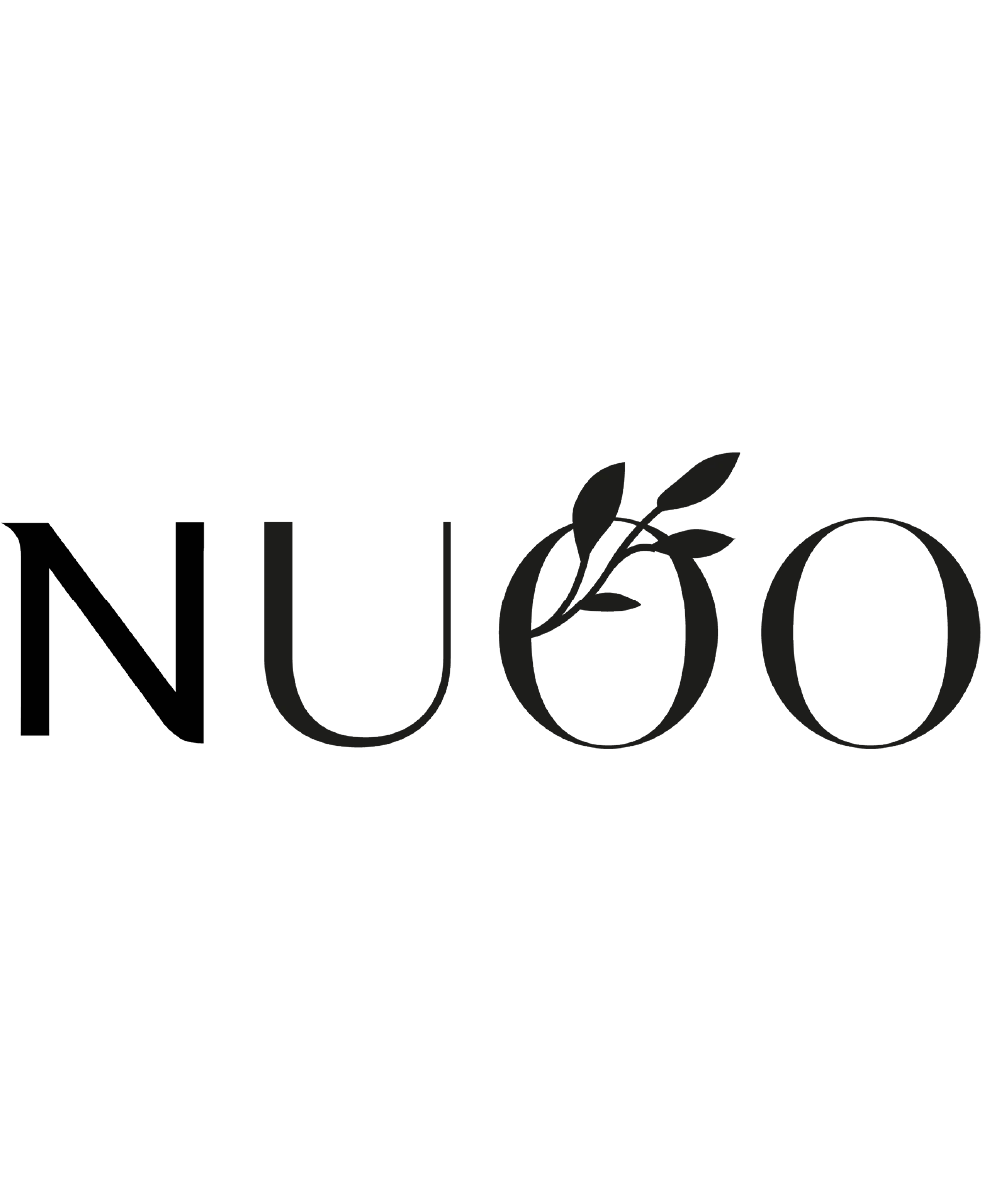 The logo for NUGO in a black stylized font, with a leafy branch on the first letter O.