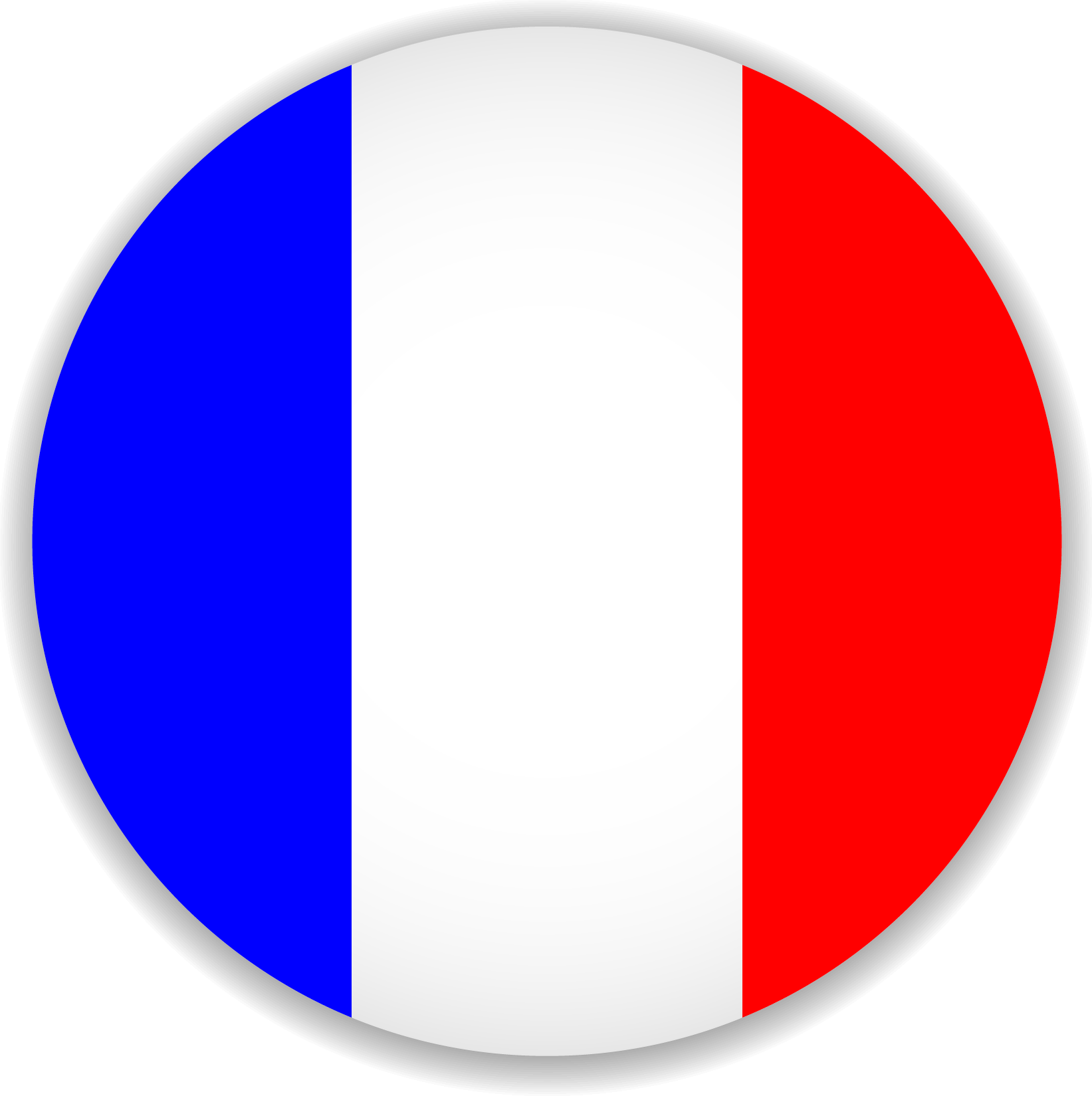 Circle with blue, white, and red vertical stripes.