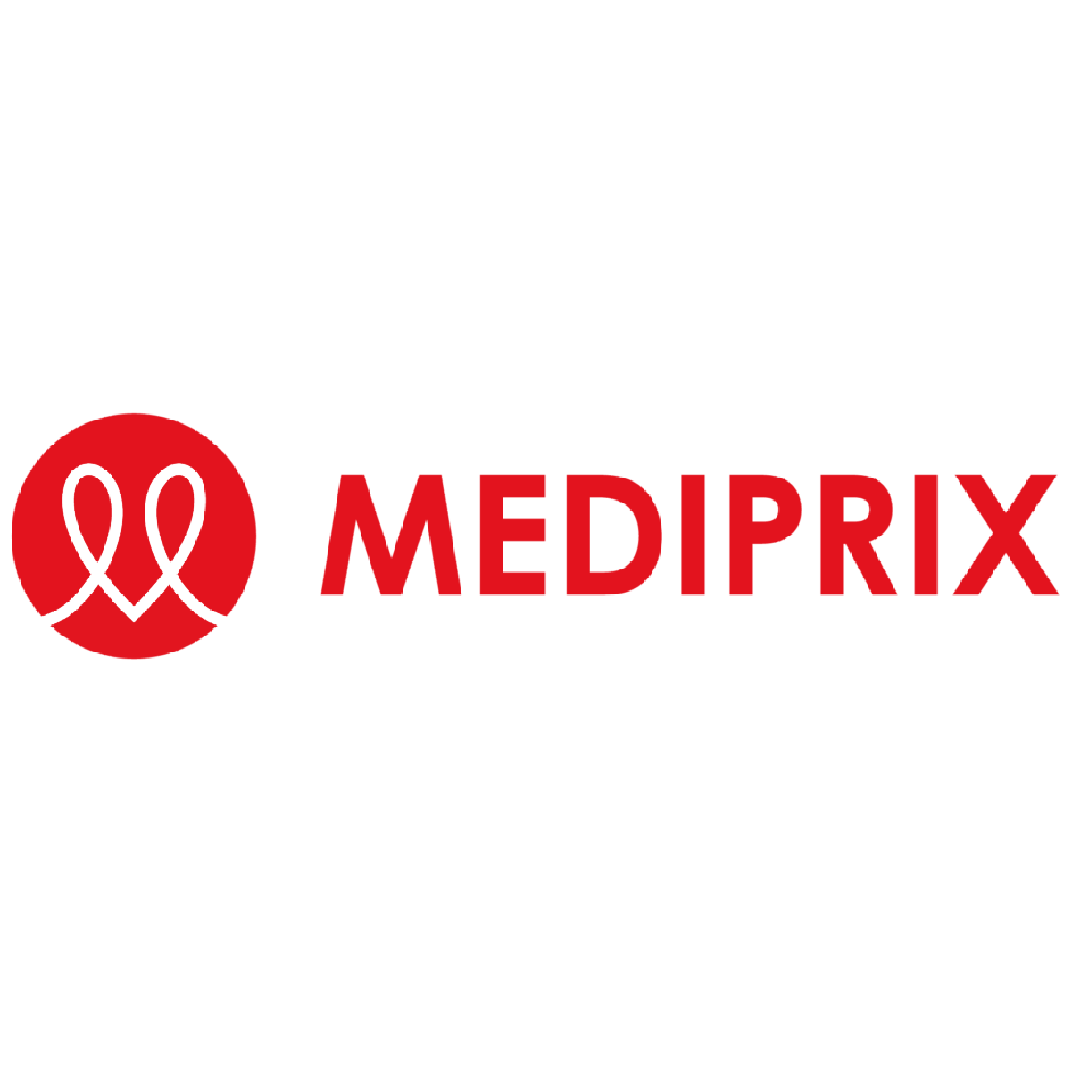 The Mediprix logo, featuring a red circular icon with a white looped line next to red text.