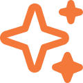 An orange outline icon of a map location pin.
