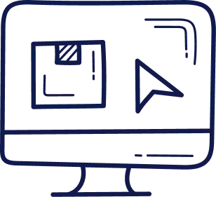 Simple line drawing of a computer screen with a diskette and cursor icon.