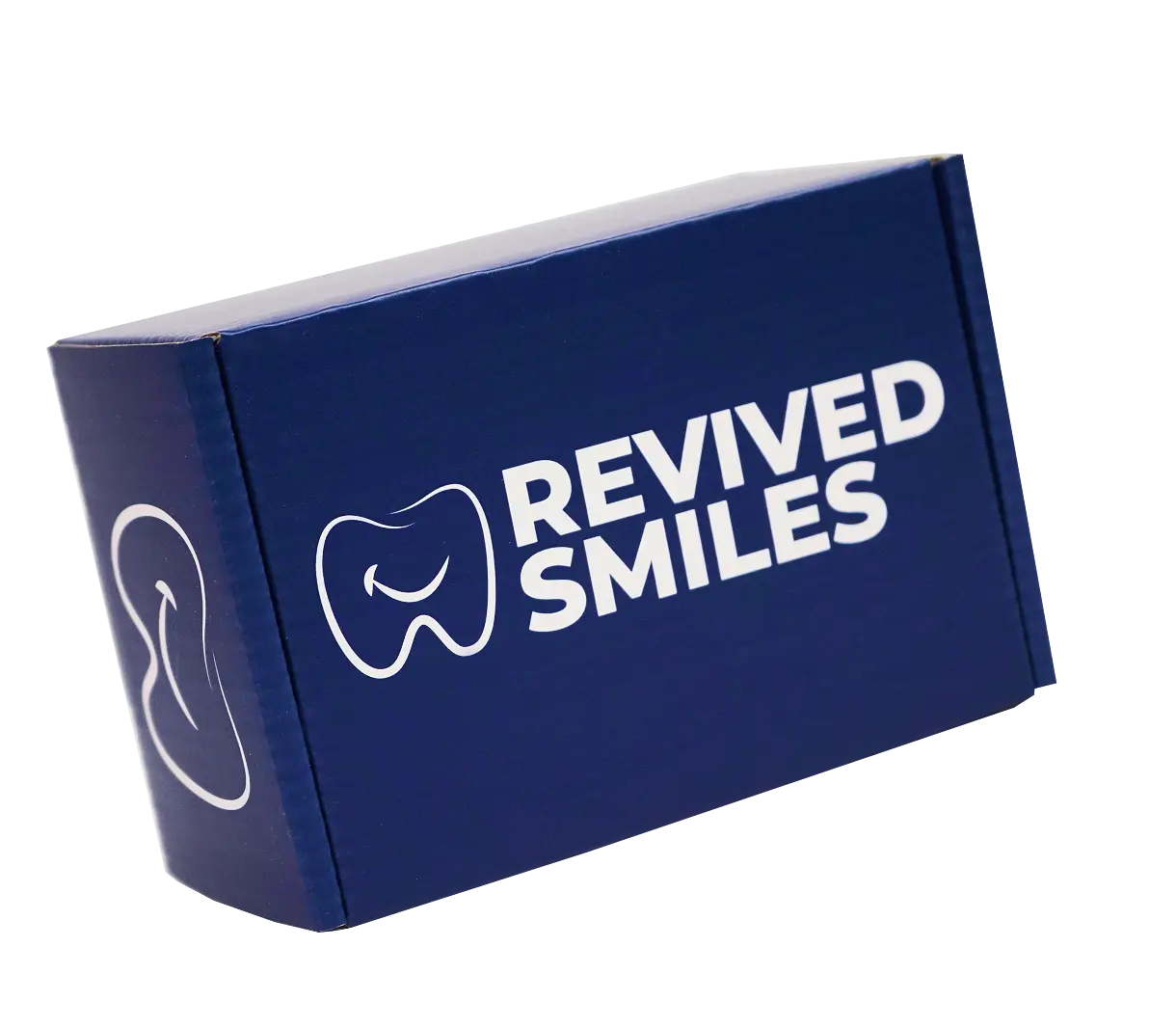 Blue box with 'Revived Smiles' and a tooth logo.