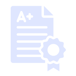 Illustration of a paper with an A+ grade and a ribbon.