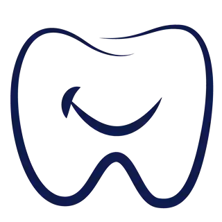 Outline of a tooth with a smile inside.
