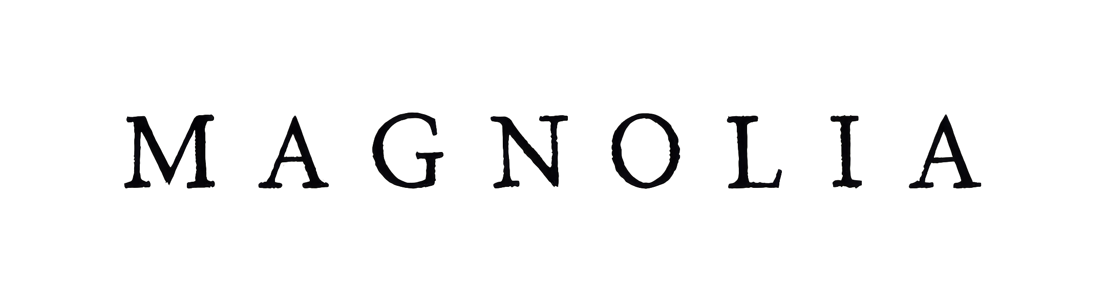 The word MAGNOLIA in a black, slightly distressed, serif font on a white background.