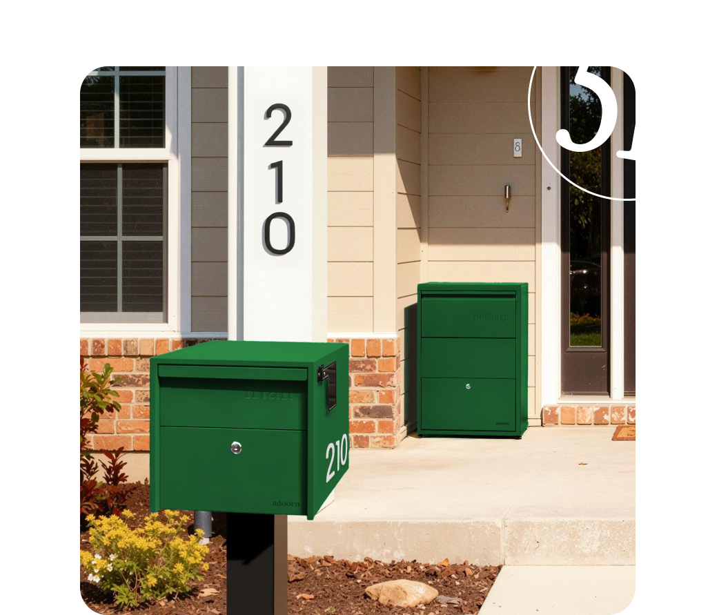 Adoorn mailbox set with package box and house numbers