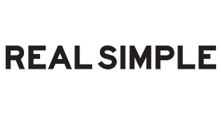 Logo with the text 'REAL SIMPLE' in black capital letters.