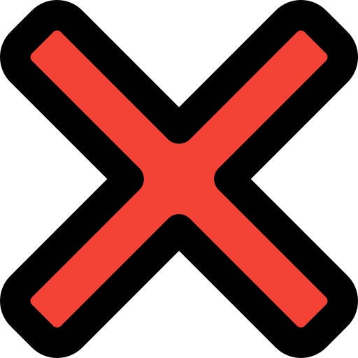 A red X icon with a thick black outline and rounded corners.