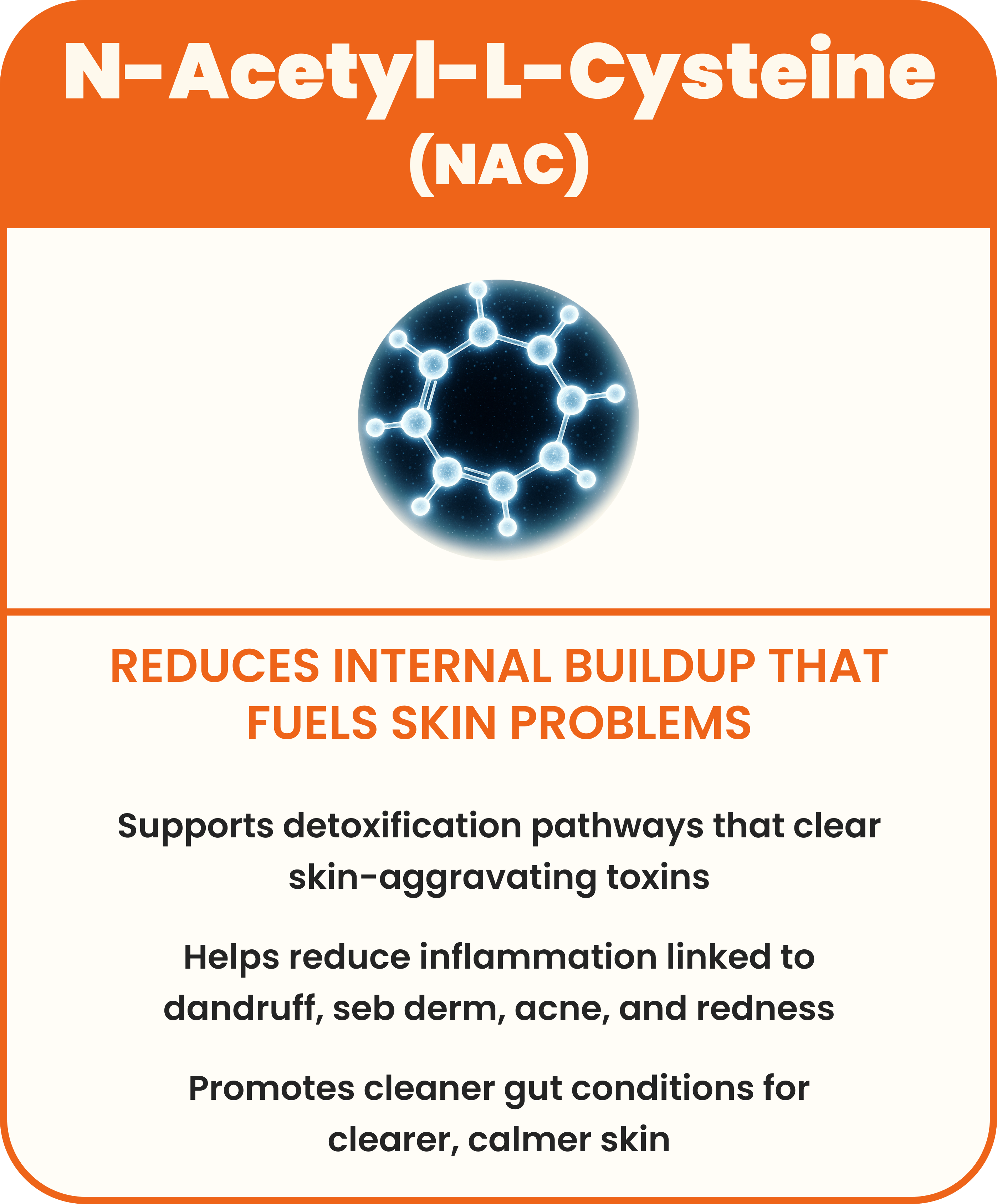 Infographic about N-Acetyl-L-Cysteine benefits for skin health.