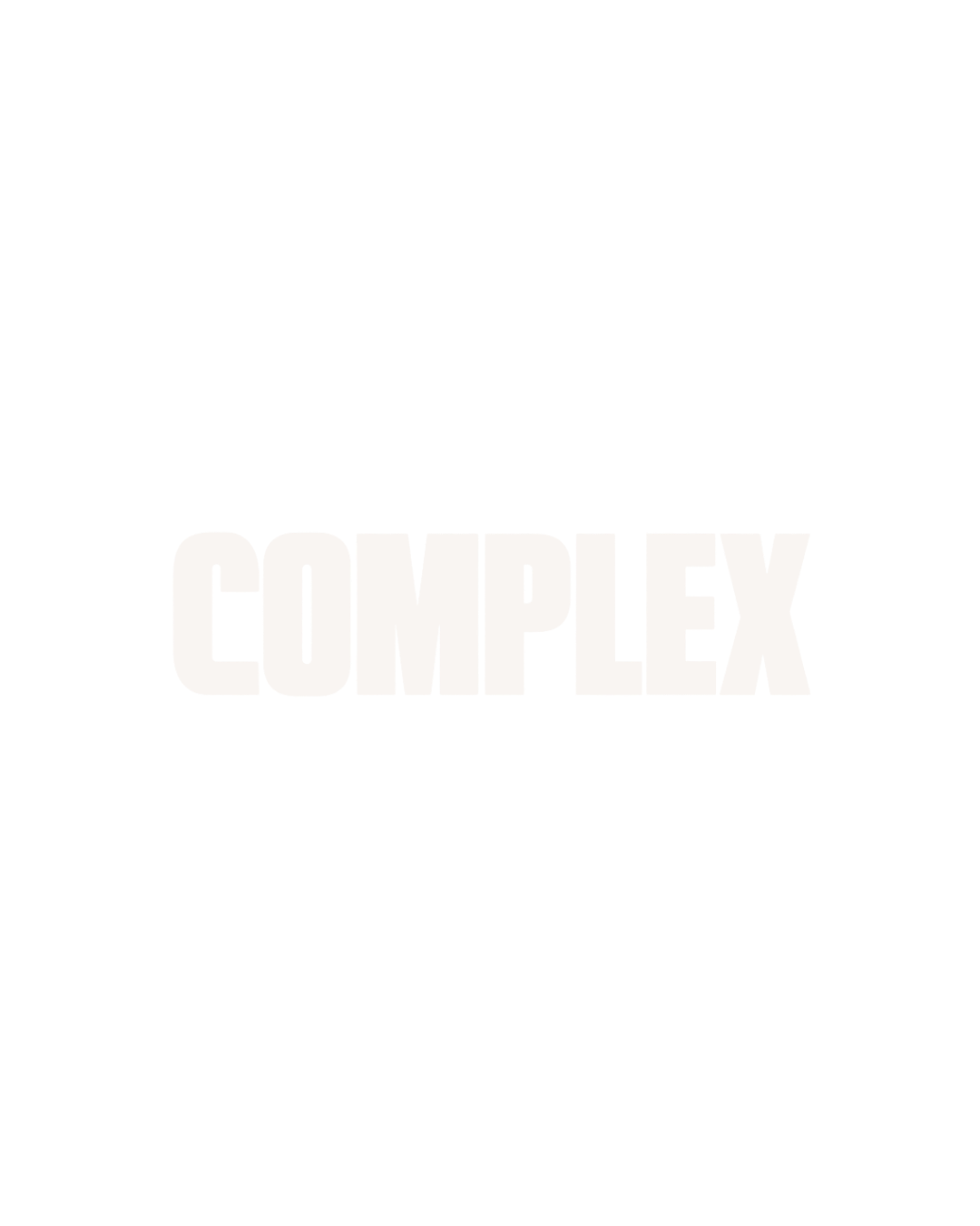 White text 'COMPLEX' on a black background.