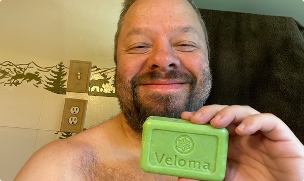 Happy customer with Veloma soap