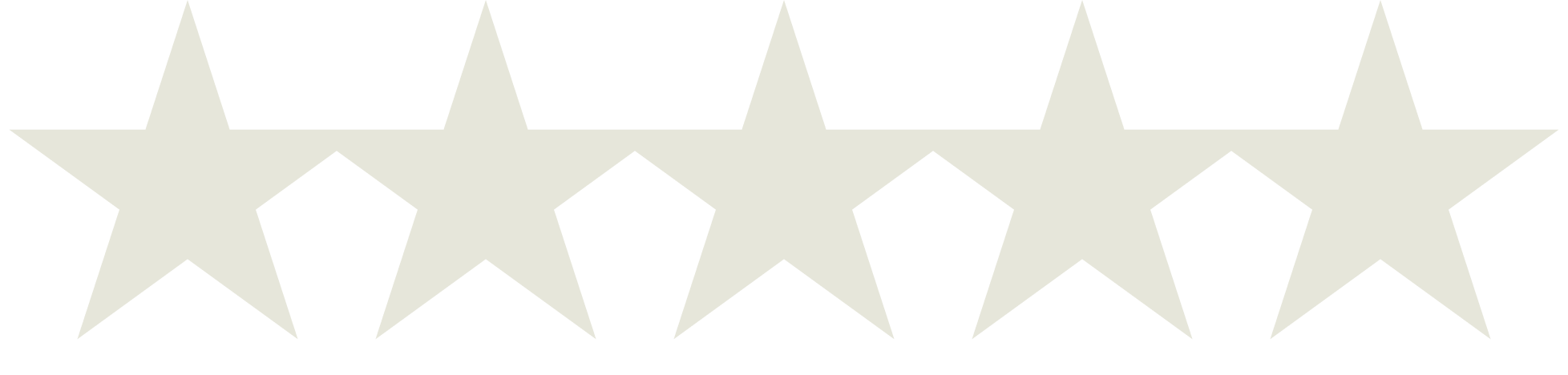 Five white stars in a row on a black background.