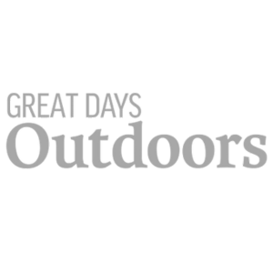 Gray logo with text 'Great Days Outdoors' on a transparent background.