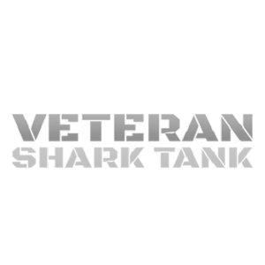 Logo with text 'Veteran Shark Tank' in metallic font.