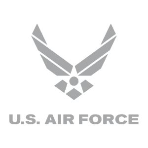 U.S. Air Force logo with stylized wings and star.