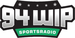 The logo for 94 WIP Sportsradio, a radio station.