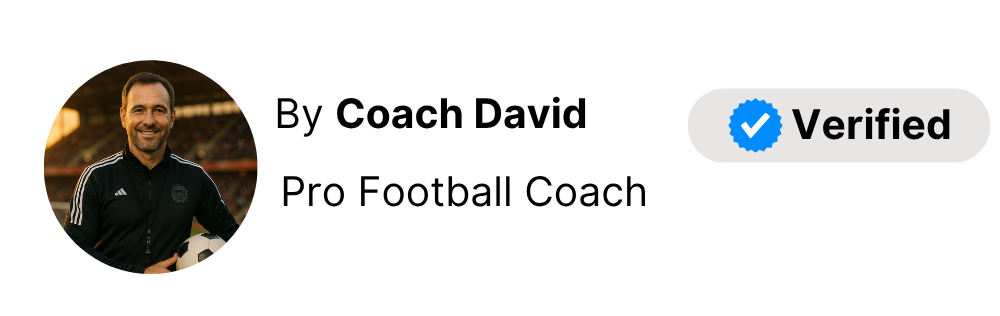 A man holding a soccer ball, labeled as a verified pro football coach.