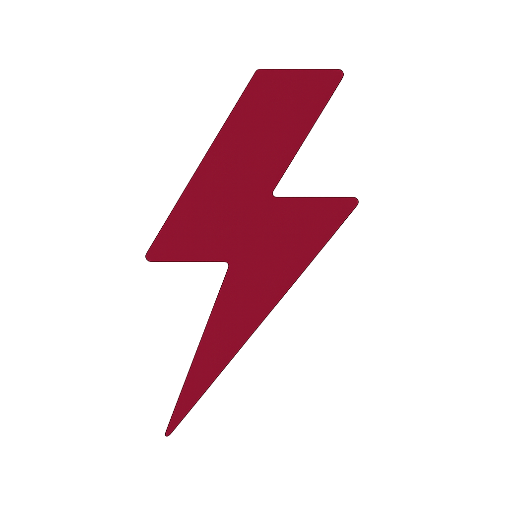 Red lightning bolt symbol on a gray background.