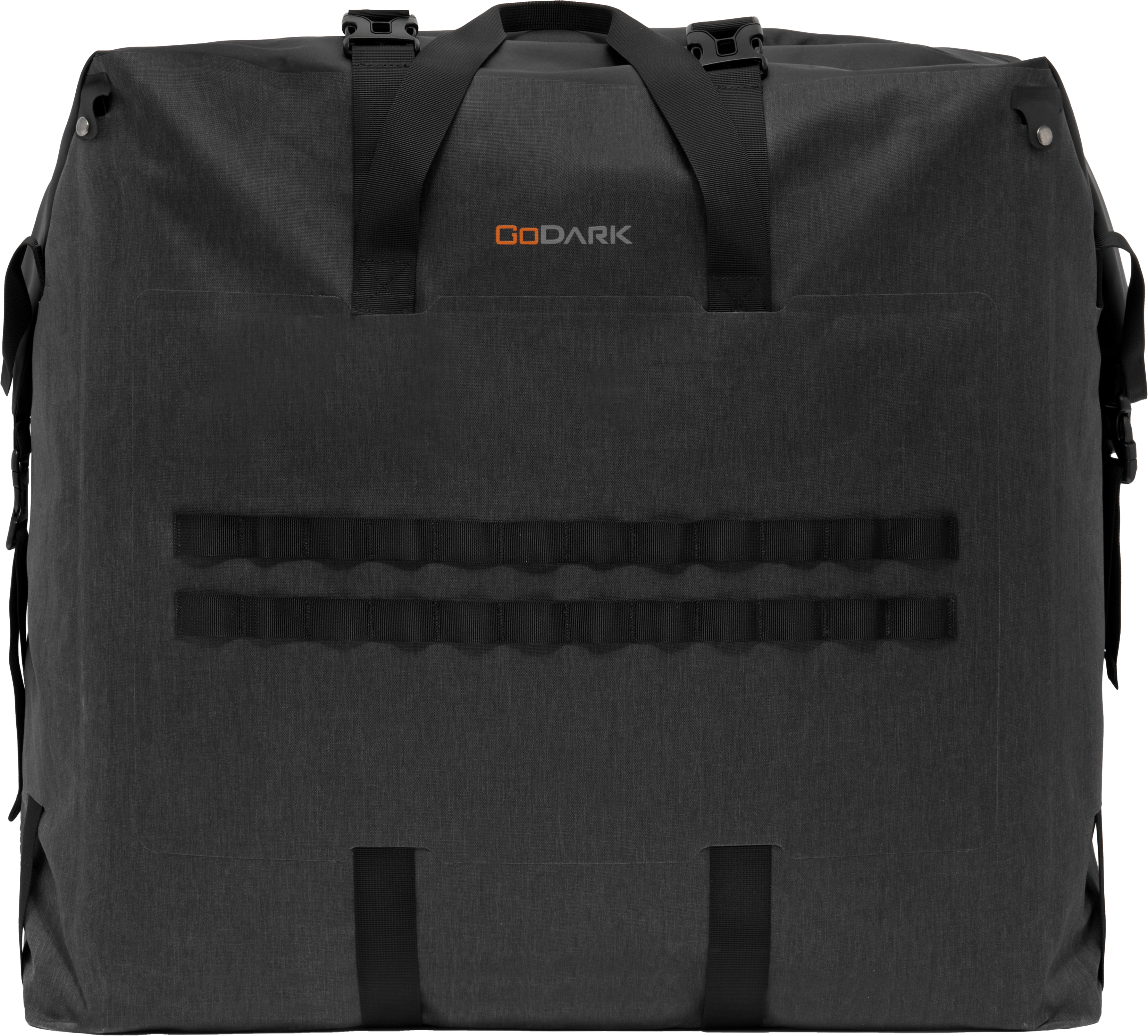 Black tactical bag with 'GoDark' logo and multiple straps.