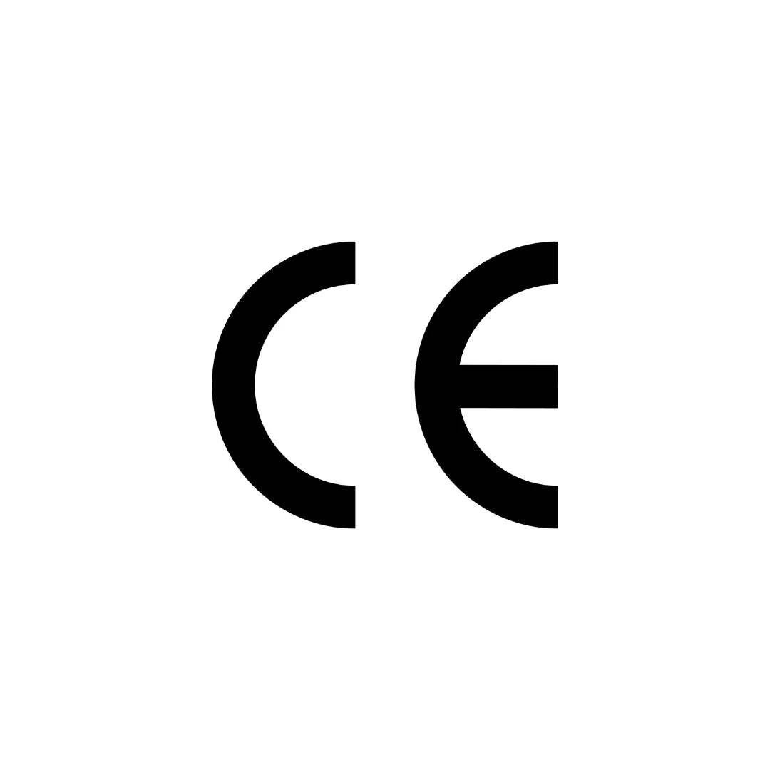 The image shows the letters 'CE' in black on a white background.