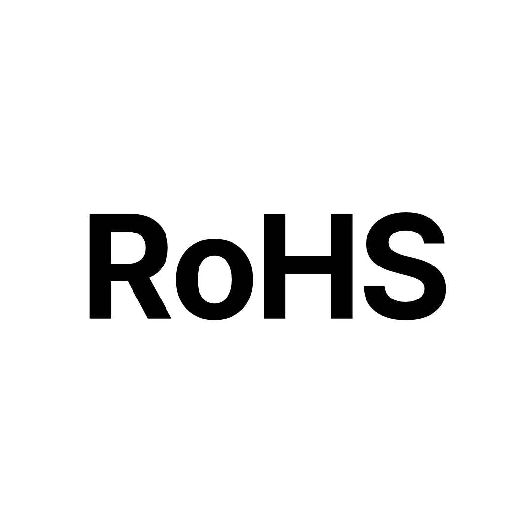 The image displays the text 'RoHS' in black letters on a white background.