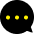 A black, circular speech bubble icon with three horizontal yellow dots inside.