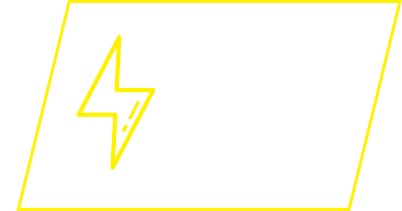A yellow outline of a lightning bolt inside a parallelogram frame.