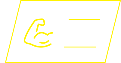 A placeholder graphic with a yellow line icon of a flexed bicep and two lines for text.