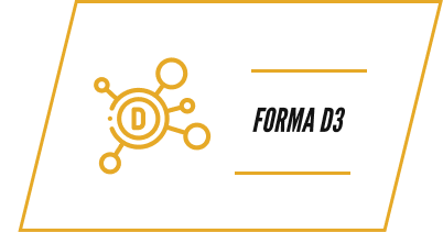 A graphic icon representing Vitamin D next to the text 'FORMA D3' inside a yellow parallelogram.