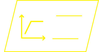 A yellow line drawing of a parallelogram containing a small graph and two horizontal lines.