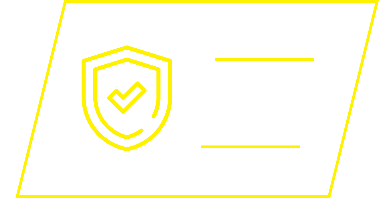 A yellow line icon of a person reading a book, with placeholder lines for text.