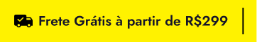 A yellow banner with a truck icon and text that reads, 'Frete Grátis à partir de R$299'.
