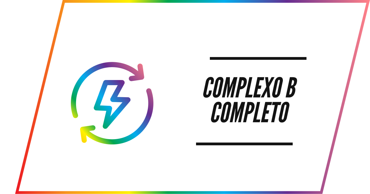 A rainbow-colored icon with a lightning bolt inside a circle, next to the text 'Complexo B Completo'.