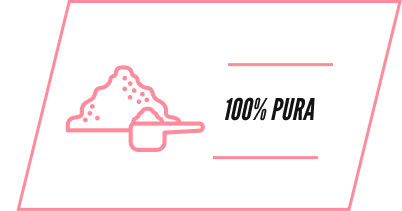 A pink icon of a scoop of powder next to the text '100% PURA'.