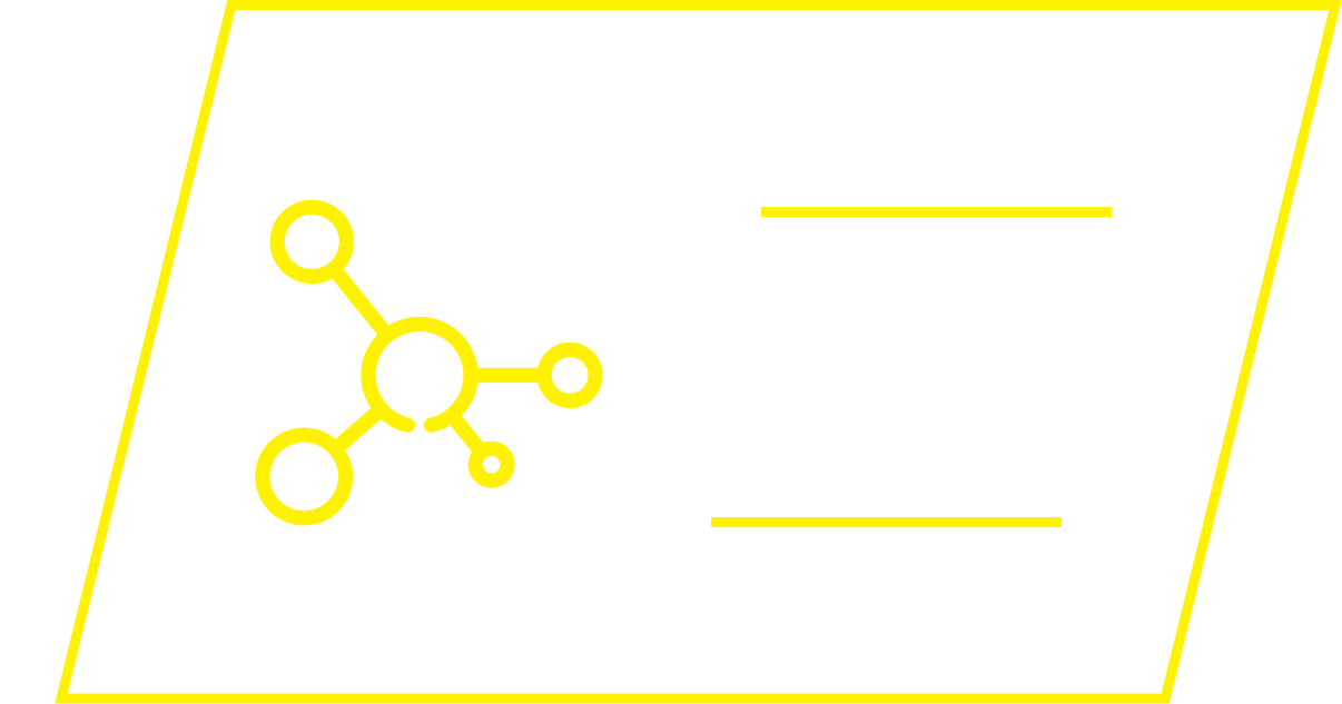 A yellow placeholder graphic with a molecular icon and lines for text on a white background.