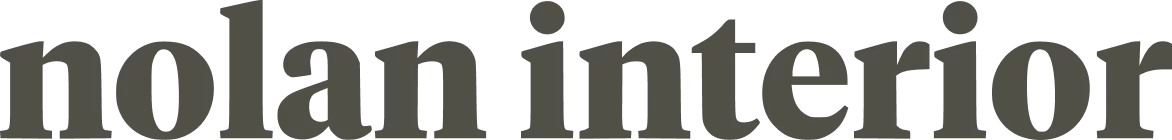 Text logo saying 'nolan interior' on a green background.